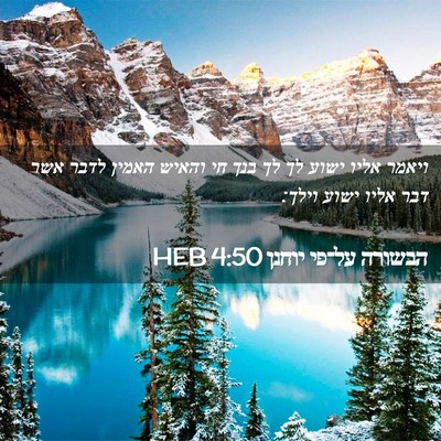 Picture 02 - הבשורה על־פי יוחנן 4:50 HEB - ויאמר אליו ישוע לך לך בנך - Bible Verse Picture