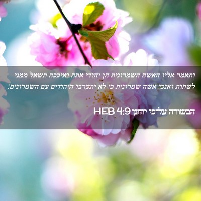 Picture 02 - הבשורה על־פי יוחנן 4:9 HEB - ותאמר אליו האשה השמרונית - Bible Verse Picture