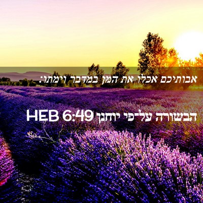 Picture 02 - הבשורה על־פי יוחנן 6:49 HEB - אבותיכם אכלו את המן במדבר - Bible Verse Picture
