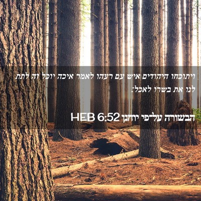 Picture 02 - הבשורה על־פי יוחנן 6:52 HEB - ויתוכחו היהודים איש עם - Bible Verse Picture