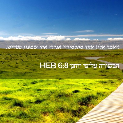 Picture 02 - הבשורה על־פי יוחנן 6:8 HEB - ויאמר אליו אחד מתלמידיו - Bible Verse Picture
