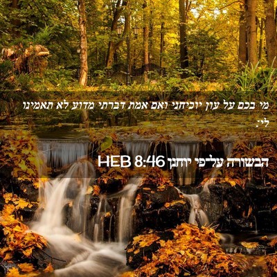 Picture 02 - הבשורה על־פי יוחנן 8:46 HEB - מי בכם על עון יוכיחני ואם - Bible Verse Picture
