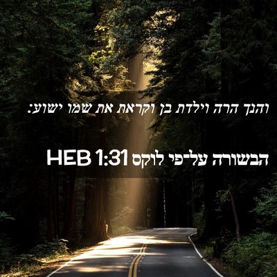 Picture 02 - הבשורה על־פי לוקס 1:31 HEB - והנך הרה וילדת בן וקראת את - Bible Verse Picture