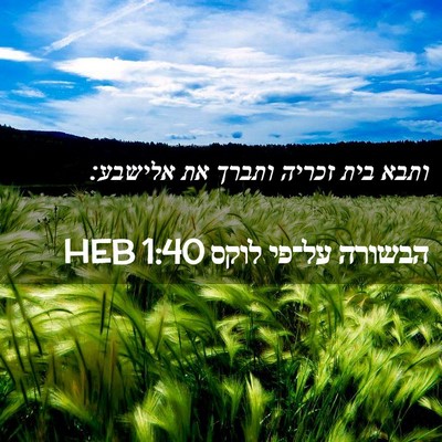 Picture 02 - הבשורה על־פי לוקס 1:40 HEB - ותבא בית זכריה ותברך את - Bible Verse Picture