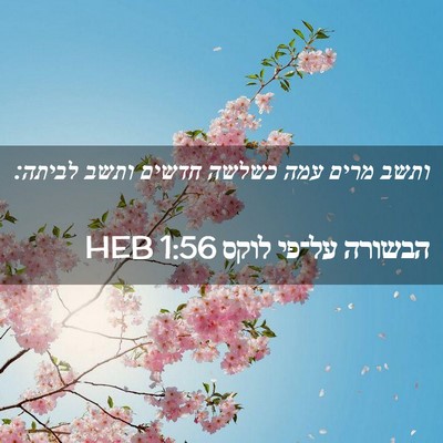Picture 02 - הבשורה על־פי לוקס 1:56 HEB - ותשב מרים עמה כשלשה חדשים - Bible Verse Picture