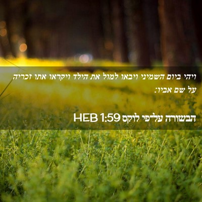 Picture 02 - הבשורה על־פי לוקס 1:59 HEB - ויהי ביום השמיני ויבאו - Bible Verse Picture