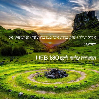 Picture 02 - הבשורה על־פי לוקס 1:80 HEB - ויגדל הילד ויחזק ברוח ויהי - Bible Verse Picture