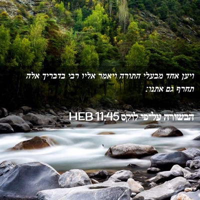 Picture 02 - הבשורה על־פי לוקס 11:45 HEB - ויען אחד מבעלי התורה ויאמר - Bible Verse Picture