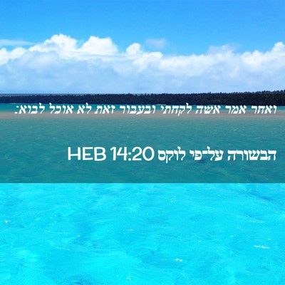 Picture 02 - הבשורה על־פי לוקס 14:20 HEB - ואחר אמר אשה לקחתי ובעבור - Bible Verse Picture
