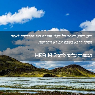 Picture 02 - הבשורה על־פי לוקס 14:3 HEB - ויען ישוע ויאמר אל בעלי - Bible Verse Picture