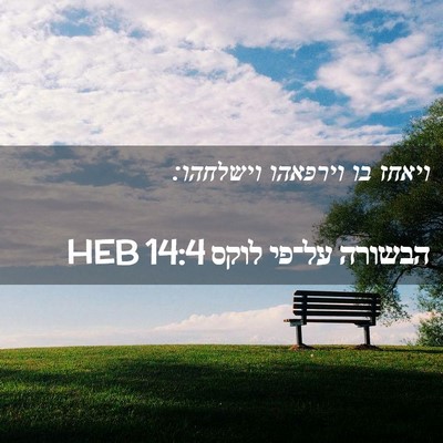 Picture 02 - הבשורה על־פי לוקס 14:4 HEB - ויאחז בו וירפאהו - Bible Verse Picture