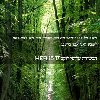 Picture 02 - הבשורה על־פי לוקס 15:17 HEB - וישב אל לבו ויאמר מה רבו - Bible Verse Picture