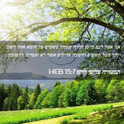 Picture 02 - הבשורה על־פי לוקס 15:7 HEB - אני אמר לכם כי כן תהיה שמחה - Bible Verse Picture