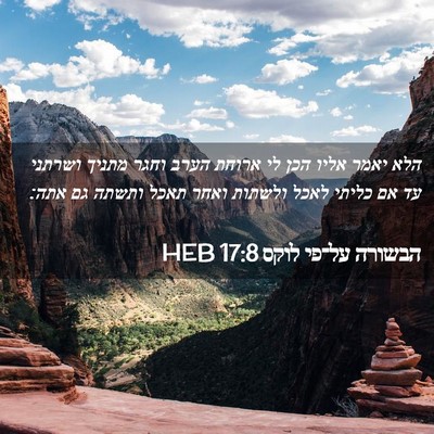 Picture 02 - הבשורה על־פי לוקס 17:8 HEB - הלא יאמר אליו הכן לי ארוחת - Bible Verse Picture