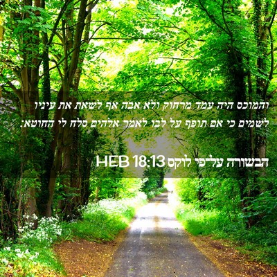 Picture 02 - הבשורה על־פי לוקס 18:13 HEB - והמוכס היה עמד מרחוק ולא - Bible Verse Picture
