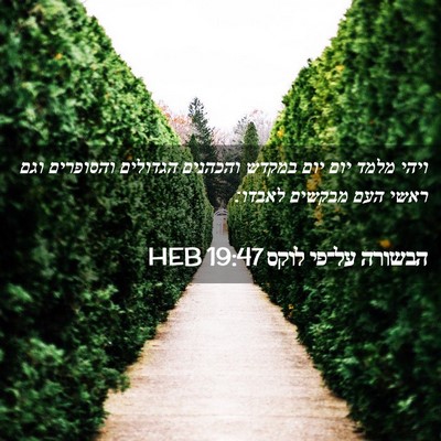 Picture 02 - הבשורה על־פי לוקס 19:47 HEB - ויהי מלמד יום יום במקדש - Bible Verse Picture