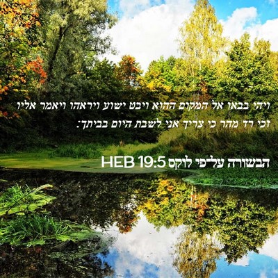 Picture 02 - הבשורה על־פי לוקס 19:5 HEB - ויהי בבאו אל המקום ההוא - Bible Verse Picture