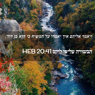 Picture 02 - הבשורה על־פי לוקס 20:41 HEB - ויאמר אליהם איך יאמרו על - Bible Verse Picture