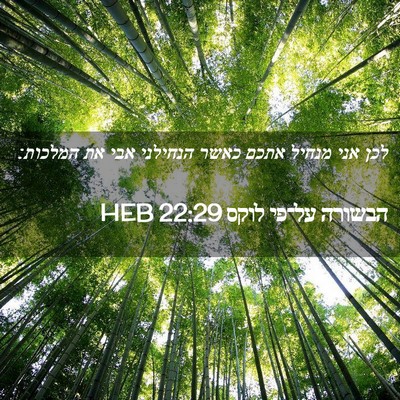 Picture 02 - הבשורה על־פי לוקס 22:29 HEB - לכן אני מנחיל אתכם כאשר - Bible Verse Picture