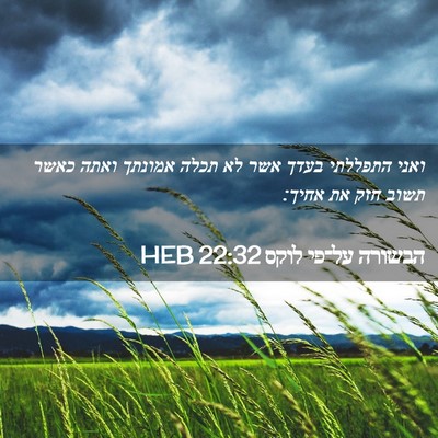 Picture 02 - הבשורה על־פי לוקס 22:32 HEB - ואני התפללתי בעדך אשר לא - Bible Verse Picture