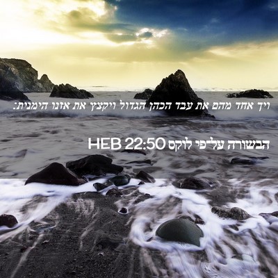 Picture 02 - הבשורה על־פי לוקס 22:50 HEB - ויך אחד מהם את עבד הכהן - Bible Verse Picture