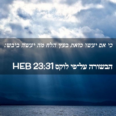 Picture 02 - הבשורה על־פי לוקס 23:31 HEB - כי אם יעשו כזאת בעץ הלח מה - Bible Verse Picture