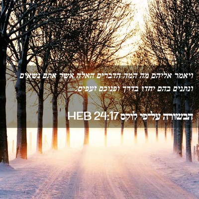 Picture 02 - הבשורה על־פי לוקס 24:17 HEB - ויאמר אליהם מה המה הדברים - Bible Verse Picture