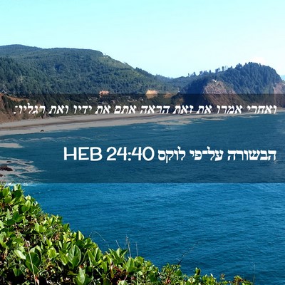Picture 02 - הבשורה על־פי לוקס 24:40 HEB - ואחרי אמרו את זאת הראה אתם - Bible Verse Picture