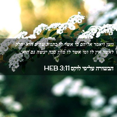 Picture 02 - הבשורה על־פי לוקס 3:11 HEB - ויען ויאמר אליהם מי אשר לו - Bible Verse Picture