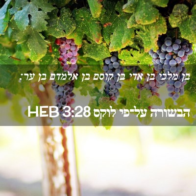 Picture 02 - הבשורה על־פי לוקס 3:28 HEB - בן מלכי בן אדי בן קוסם בן - Bible Verse Picture