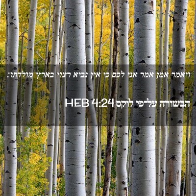 Picture 02 - הבשורה על־פי לוקס 4:24 HEB - ויאמר אמן אמר אני לכם כי - Bible Verse Picture