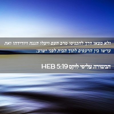 Picture 02 - הבשורה על־פי לוקס 5:19 HEB - ולא מצאו דרך להכניסו מרב - Bible Verse Picture