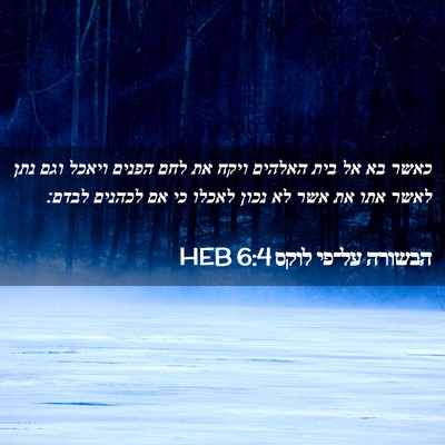 Picture 02 - הבשורה על־פי לוקס 6:4 HEB - כאשר בא אל בית האלהים ויקח - Bible Verse Picture