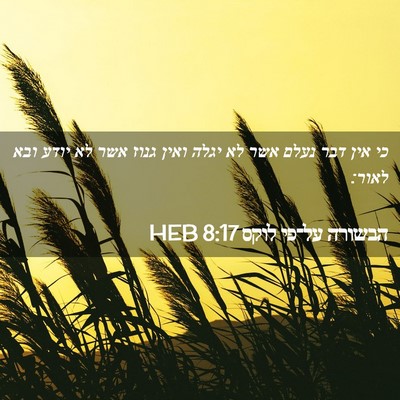 Picture 02 - הבשורה על־פי לוקס 8:17 HEB - כי אין דבר נעלם אשר לא יגלה - Bible Verse Picture