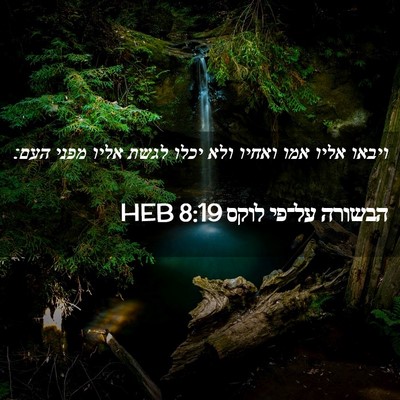 Picture 02 - הבשורה על־פי לוקס 8:19 HEB - ויבאו אליו אמו ואחיו ולא - Bible Verse Picture