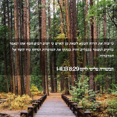 Picture 02 - הבשורה על־פי לוקס 8:29 HEB - כי צוה את הרוח הטמא לצאת מן - Bible Verse Picture