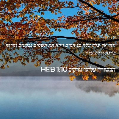 Picture 02 - הבשורה על־פי מרקוס 1:10 HEB - ויהי אך עלה עלה מן המים - Bible Verse Picture