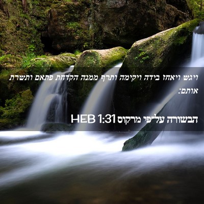 Picture 02 - הבשורה על־פי מרקוס 1:31 HEB - ויגש ויאחז בידה ויקימה - Bible Verse Picture