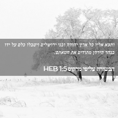Picture 02 - הבשורה על־פי מרקוס 1:5 HEB - ותצא אליו כל ארץ יהודה ובני - Bible Verse Picture