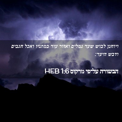 Picture 02 - הבשורה על־פי מרקוס 1:6 HEB - ויוחנן לבוש שער גמלים - Bible Verse Picture