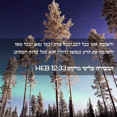 Picture 02 - הבשורה על־פי מרקוס 12:33 HEB - ולאהבה אתו בכל לבב ובכל מדע - Bible Verse Picture
