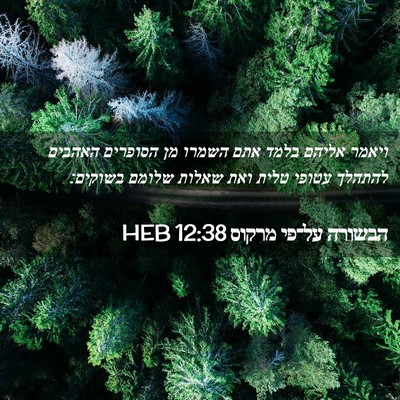 Picture 02 - הבשורה על־פי מרקוס 12:38 HEB - ויאמר אליהם בלמד אתם השמרו - Bible Verse Picture