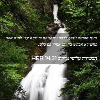 Picture 02 - הבשורה על־פי מרקוס 14:31 HEB - והוא התחזק ויוסף לדבר - Bible Verse Picture