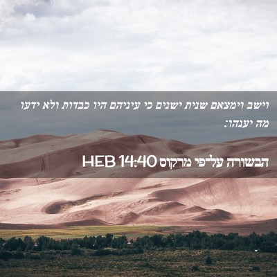 Picture 02 - הבשורה על־פי מרקוס 14:40 HEB - וישב וימצאם שנית ישנים כי - Bible Verse Picture