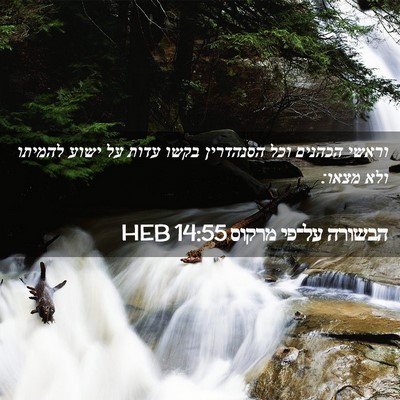 Picture 02 - הבשורה על־פי מרקוס 14:55 HEB - וראשי הכהנים וכל הסנהדרין - Bible Verse Picture