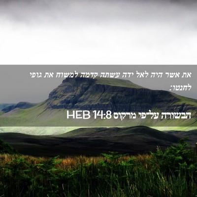 Picture 02 - הבשורה על־פי מרקוס 14:8 HEB - את אשר היה לאל ידה עשתה - Bible Verse Picture