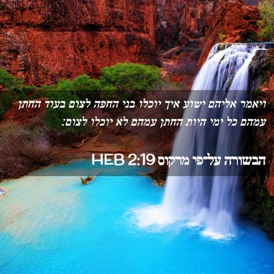 Picture 02 - הבשורה על־פי מרקוס 2:19 HEB - ויאמר אליהם ישוע איך יוכלו - Bible Verse Picture
