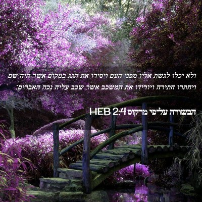 Picture 02 - הבשורה על־פי מרקוס 2:4 HEB - ולא יכלו לגשת אליו מפני העם - Bible Verse Picture