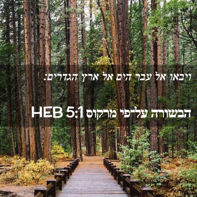 Picture 02 - הבשורה על־פי מרקוס 5:1 HEB - ויבאו אל עבר הים אל ארץ - Bible Verse Picture