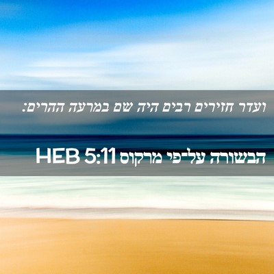 Picture 02 - הבשורה על־פי מרקוס 5:11 HEB - ועדר חזירים רבים היה שם - Bible Verse Picture